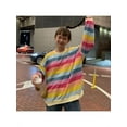 thumbnail image 3 of Dragonus Womens Rainbow Striped Pullover Loose Sweater Ladies Long Sleeve Jumper Sweatshirt Top, 3 of 5