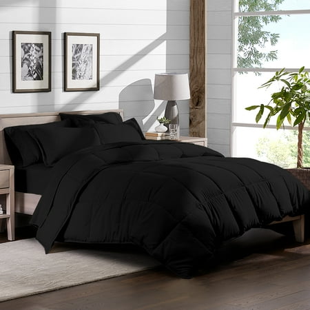 7 Piece Bed In A Bag King Comforter Set Black Sheet Set