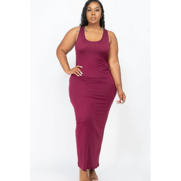 Plus Size Solid Basic Maxi Dress