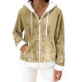 thumbnail image 2 of Women's Casual Fashion Long-Sleeve Zip-Up Fleece Hooded Cardigan with Christmas Print, Cozy and Warm for Winter Season,Gold,S, 2 of 5