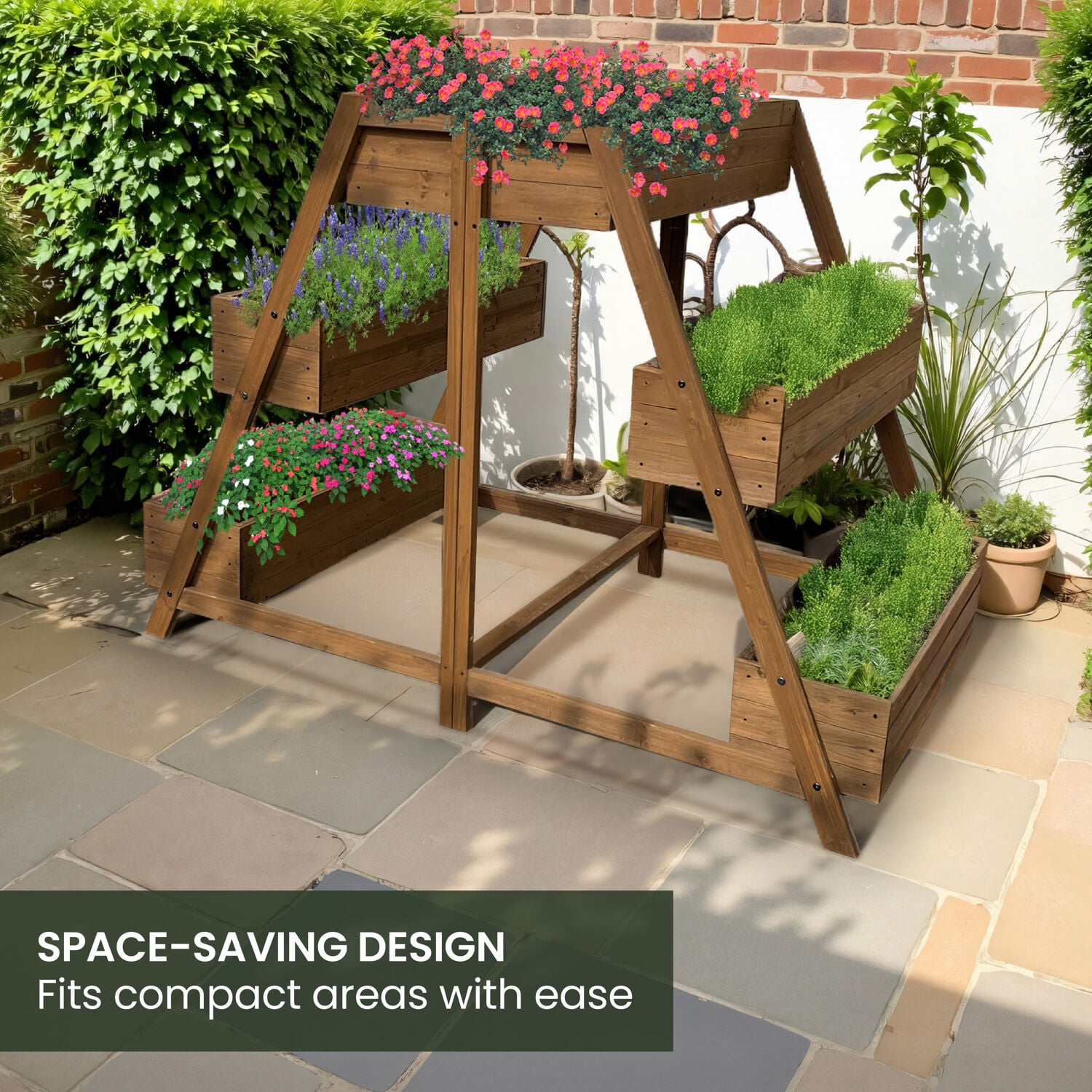 Hanover Wood Planter With Non-Woven Lining for Plants and Herbs