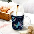 thumbnail image 3 of Yiaed Blue Butterfly Print Ceramics Coffee,Large Handle Design,Extra Large Tea and Coffee Cup for Office and Home Mugs, 3 of 6