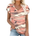 thumbnail image 6 of Ichuanyi Womens Shirts , Women's Short Sleeve Print V-Neck T-Shirt Loose Casual Summer Tee Tops, 6 of 7