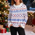 thumbnail image 2 of Womens Ugly Christmas Sweaters Faux Furry Trim Crewneck Rib-Knit Sweatshirts Long Sleeve Holiday Pullover Tops (L, Purple), 2 of 7