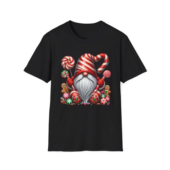 Santa Candy Christmas Graphic for Holidays Tee T Shirt Top Commuting Short Sleeve Round Neck Black S-5XL