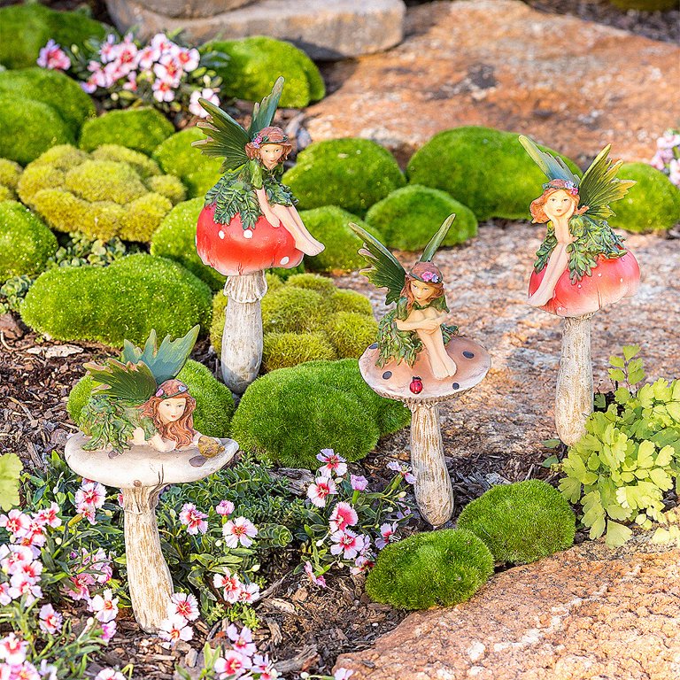 Deco Wooden Mushrooms Garden Deco Garden Stakes for Outside Autumn