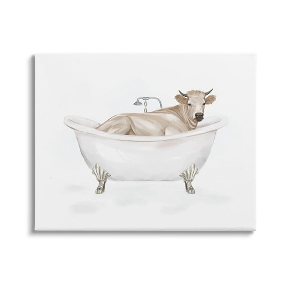 Farm Cow Bathing Tub Animal Animals & Insects Graphic Art Gallery Wrapped Canvas Print Wall Art