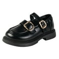 thumbnail image 2 of Nmnitkp Girls Dress Shoes British Style Double Buckle Loafers, PU Leather Chunky Sole Shoes, Non-Slip Soft Sole School Uniform Shoes for Boys & Girls (Spring & Fall) Black,3-3.5Years, 2 of 6