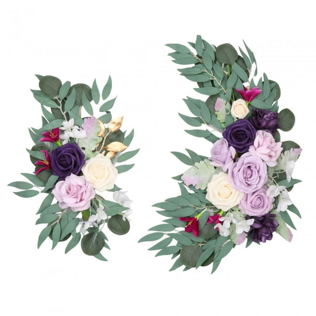 2x Wedding Arch Flower Artificial Floral Swag Welcome Sign Flowers Floral Swags, D