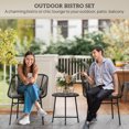 thumbnail image 4 of Outsunny Ensemble Bistro de Mobilier de Patio en Osier 3 Pcs avec Coussin, Noir, 4 of 10