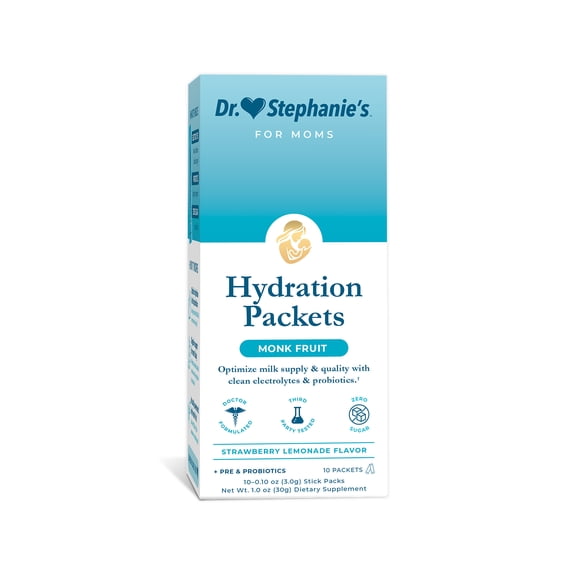 Dr. Stephanie's Milk Miracle Hydration & Probiotics Drink Mix, For Breastfeeding Support, 10 Count