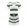 thumbnail image 5 of ZKCCNUK Women Casual V-Neck Short Sleeve Bandage Stripe Printing Loose Dress Wedding Guest Dresses for Beach Party on Clearance, 5 of 5