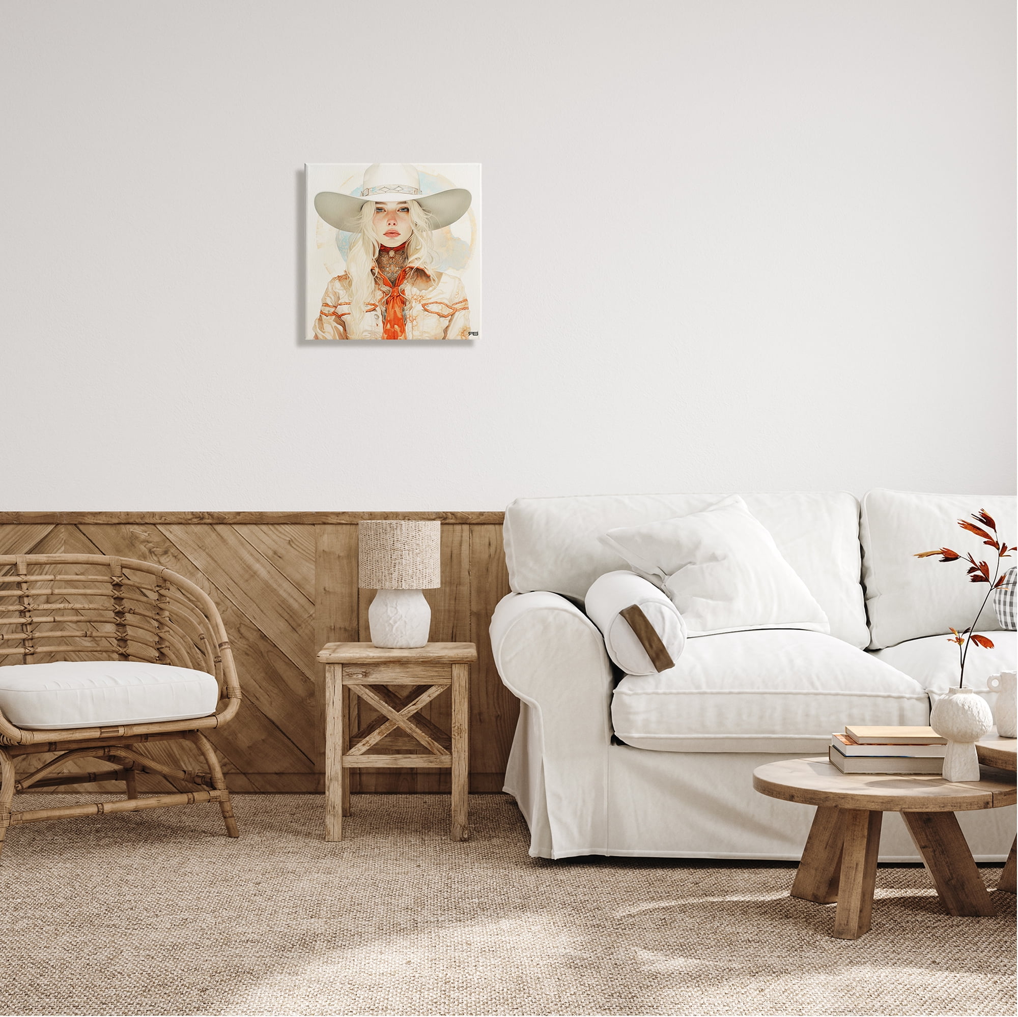 Stupell Industries Subtle Blonde Cowgirl Abstract Painting Gallery Wrapped Canvas Art Print Wall Art, 17 x 17