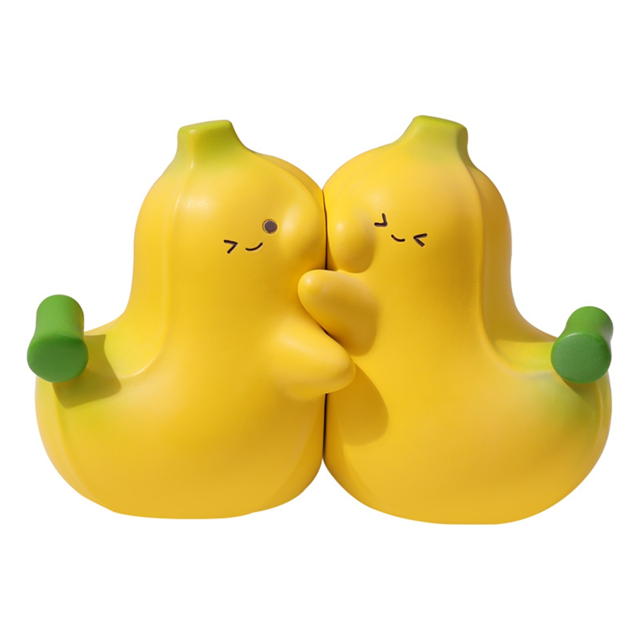 Sujetalibros de Resina en Forma de PláTano,1 Par de Sujetalibros Antideslizantes,Soportes Decorativos par