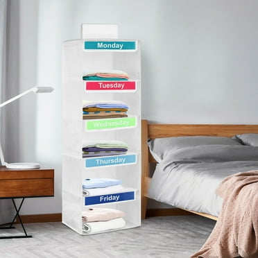 Weekly Clothes Organizer for Kids Polyester Weekly Shelf Hanging Closet Organizer Day of Week Clothes Organizer Versatile Kids Weekly Clothes Organizer for Hats T-Shirts Bags Towels