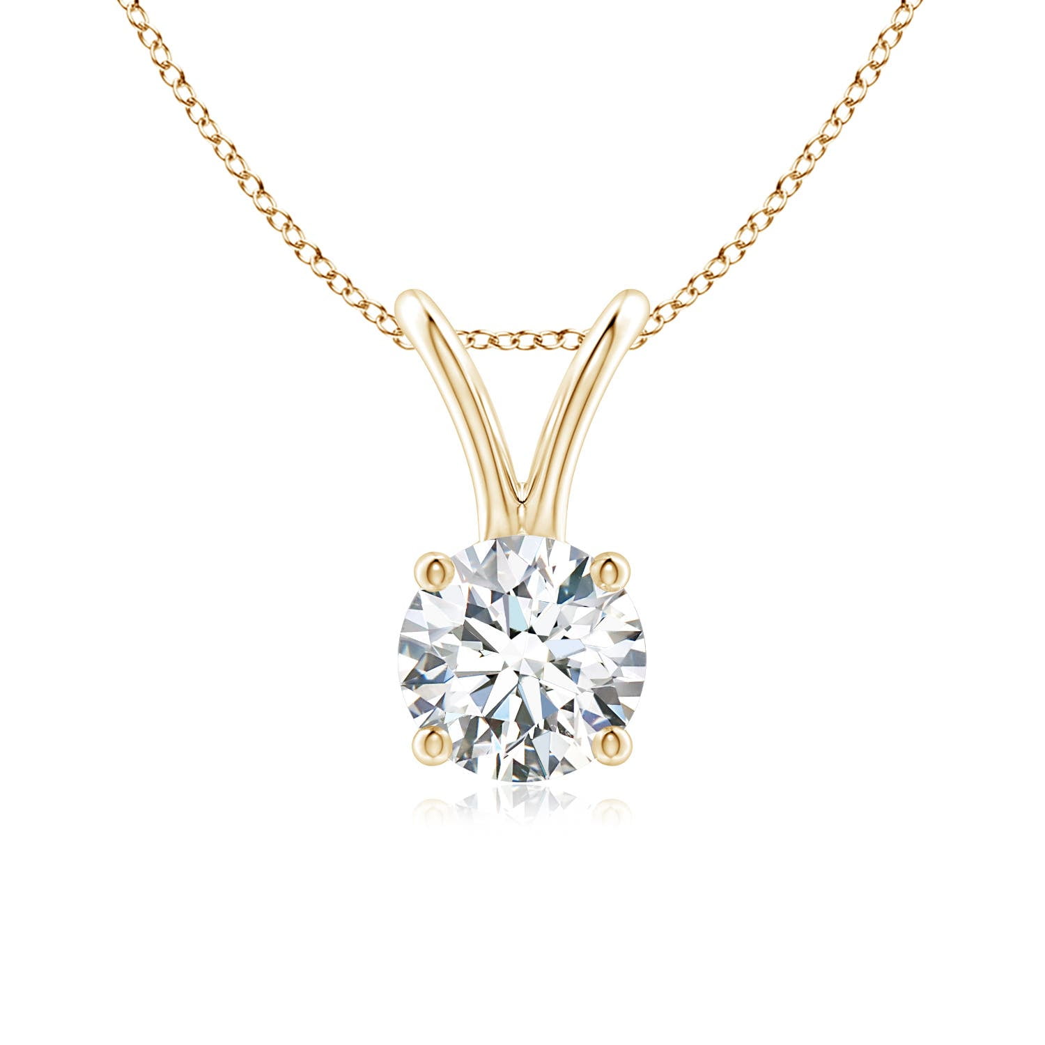 ANGARA Lab Grown Diamond Solitaire V-Bale Pendant for Women in 14K Yellow Gold (Size-5.1mm| Color-F-G| Clarity-VS) | April Birthstone, Anniversary, Jewelry Gift for Women | Lab-Grown Diamond Necklace
