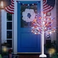 thumbnail image 3 of 4FT 4th of July Decoration, Lighted Patriotic Tree with 48 LED Red White Blue Star Lights Artificial Birch Tree for Indoor Party Flag Day Independence Day Decor, 3 of 13