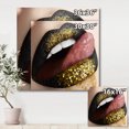 thumbnail image 4 of Designart ' Woman Lips Black Lipstick and Gold Sequins ' Modern Canvas Wall Art Print, 4 of 4