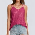 thumbnail image 5 of DondPO Womens Tank Tops Sequin Tops for Women V Neck Tank Tops Sparkly Club Night Concert Outfits Sparkly Top Summer Tops for Women Pink 2XL Clearance！, 5 of 9