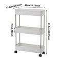 thumbnail image 3 of 3-Tier Slim Rolling Cart - Narrow Storage Organizer with Wheels for Kitchen, Bathroom, Office, Laundry Room Organization, Mobile Utility Cart with Slide-Out Shelves, White, 3 of 7