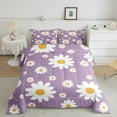 thumbnail image 2 of Feelyou Fashion Floral Flower Full Size Comforter Sets for Kids, Farmhouse Groovy Daisy Bedding Comforter Set, Dreamy Cartoon Purple Reversible Bedding Sets, Super Cozy Room Decor, 3pcs, 2 of 8
