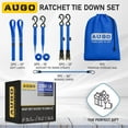 thumbnail image 4 of AUGO Ratchet Tie Down Straps -2 PK– 15 FT – 2,200 LB Break Strength – Safety Lock S Hooks –for Moving Cargo, Appliances, Lawn Equipment, Motorcycle – Includes 1 Bungee Cord, 2 Soft Loops, Storage Bag, 4 of 8