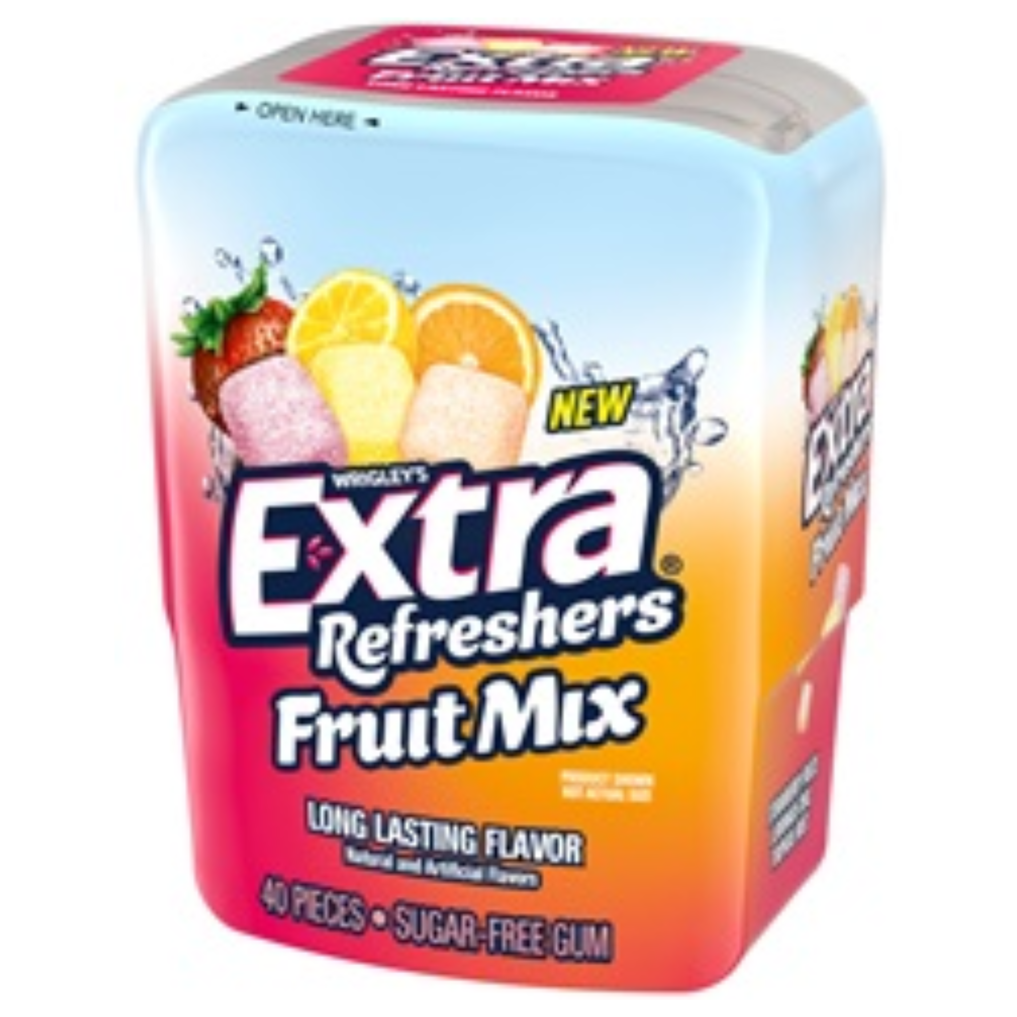 EXTRA Refreshers FRUIT MIX Sugar Free Chewing Gum Bulk, 40 Pieces Per Gum Bottle 160 Pieces Total (Pack of 4)