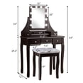 thumbnail image 2 of Topbuy Detachable Vanity Table Set Makeup Table with Mirror &Cushioned Stool Brown, 2 of 4