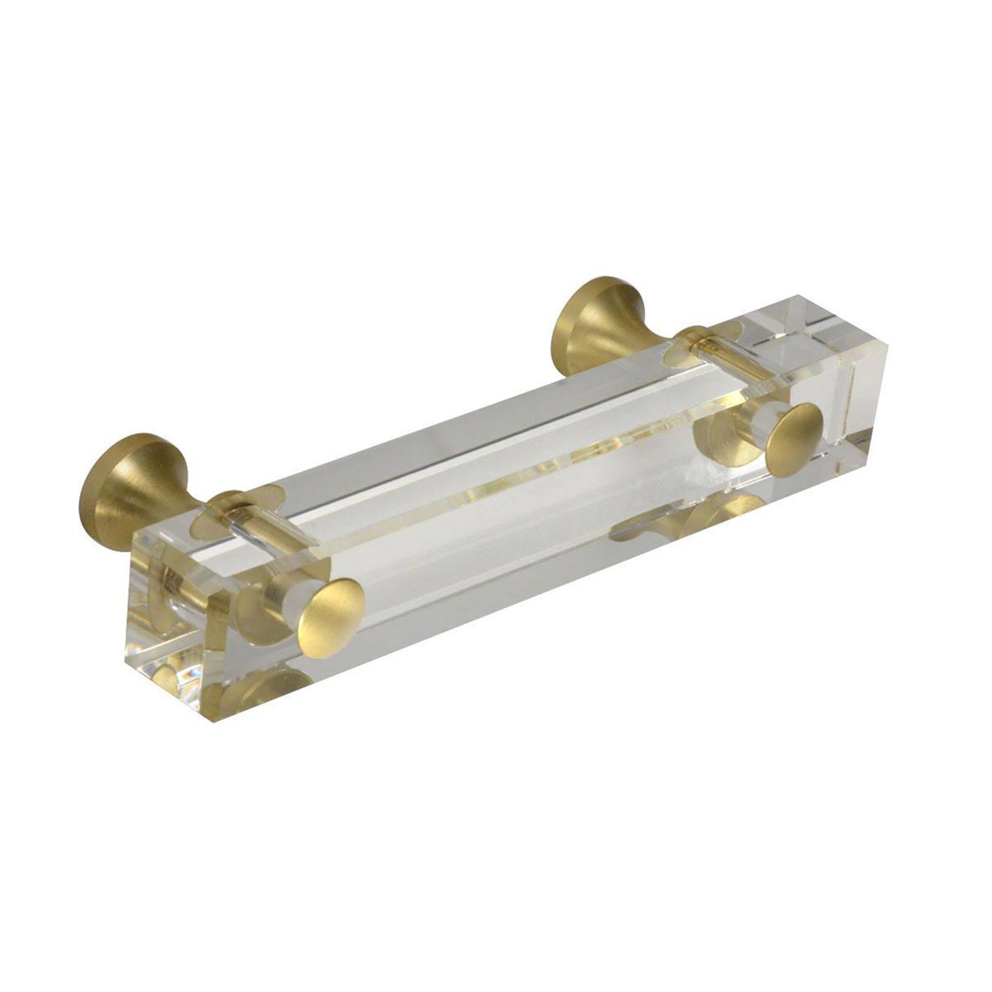 Clear Glass and Satin Brass 3" Bar Pull Handle