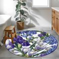 thumbnail image 3 of Round Rug 3.3Ft Washable Non-Slip, Spring Flowers Circle Area Rugs for Living Room Bedroom, Purple Hydrangea Orchid Floral Country Indoor Floor Mats Carpet Runner for Home Decor Aesthetic, 3 of 8