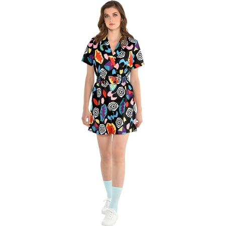 Party City Stranger Things Mall Eleven Costume for Adults, Features a Colorful Short-Sleeve