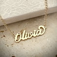 thumbnail image 2 of Personalized Name Necklace: Customized Custom Jewelry, 18k Gold Over Brass, Cursive Calligraphy Writing, 5 Link Chain Length Options, 2 of 6