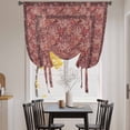 thumbnail image 3 of Red Boho Tie Up Curtains for Windows, Adjustable Balloon Window Shades, Vintage Ethnic Tribe Abstract Art Floral Kitchen Window Treatments Farmhouse Short Curtains with Rod Pocket 42"x45", 3 of 8