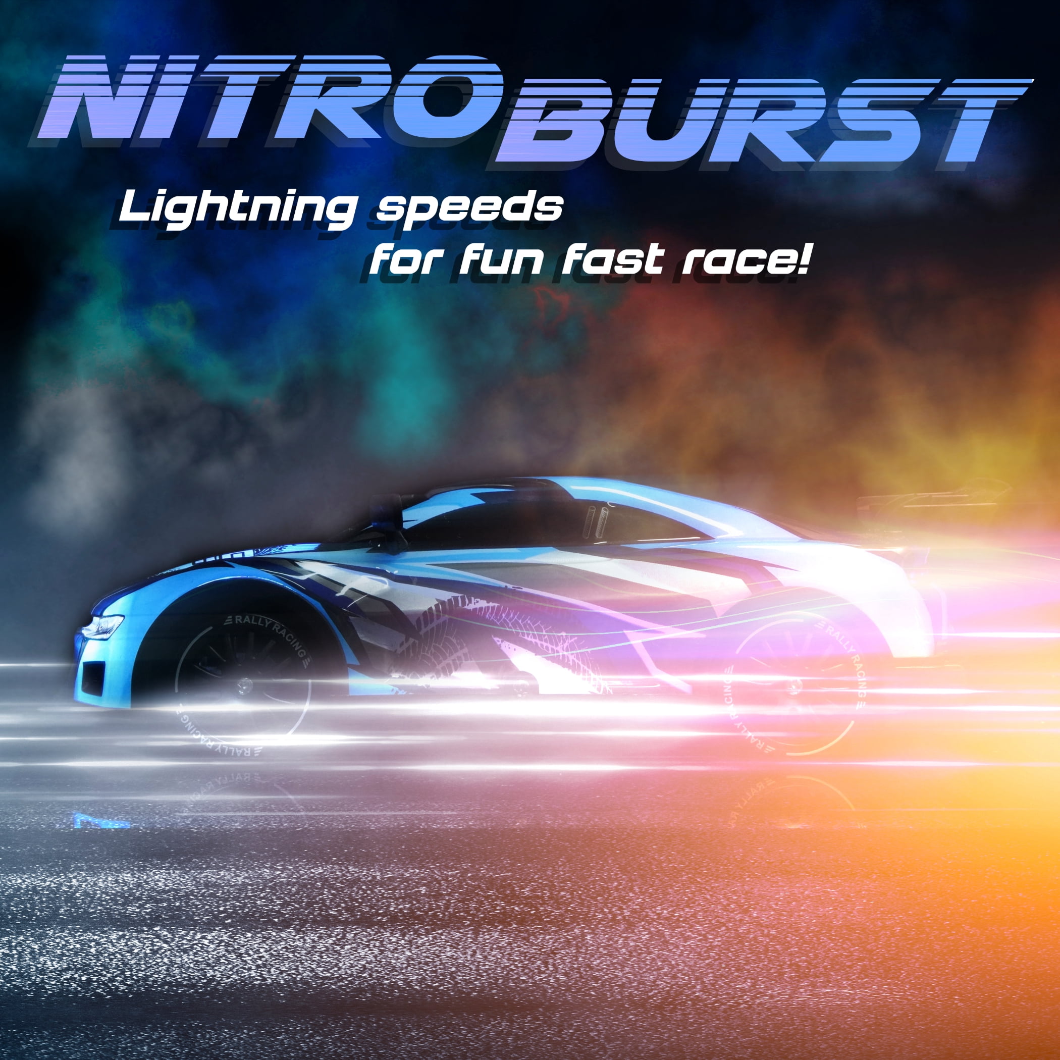 Force1 High-Speed Drift RC Car 2.4GHz Remote Control LED Lights 1:16 Scale Rechargeable Toy (Blue)