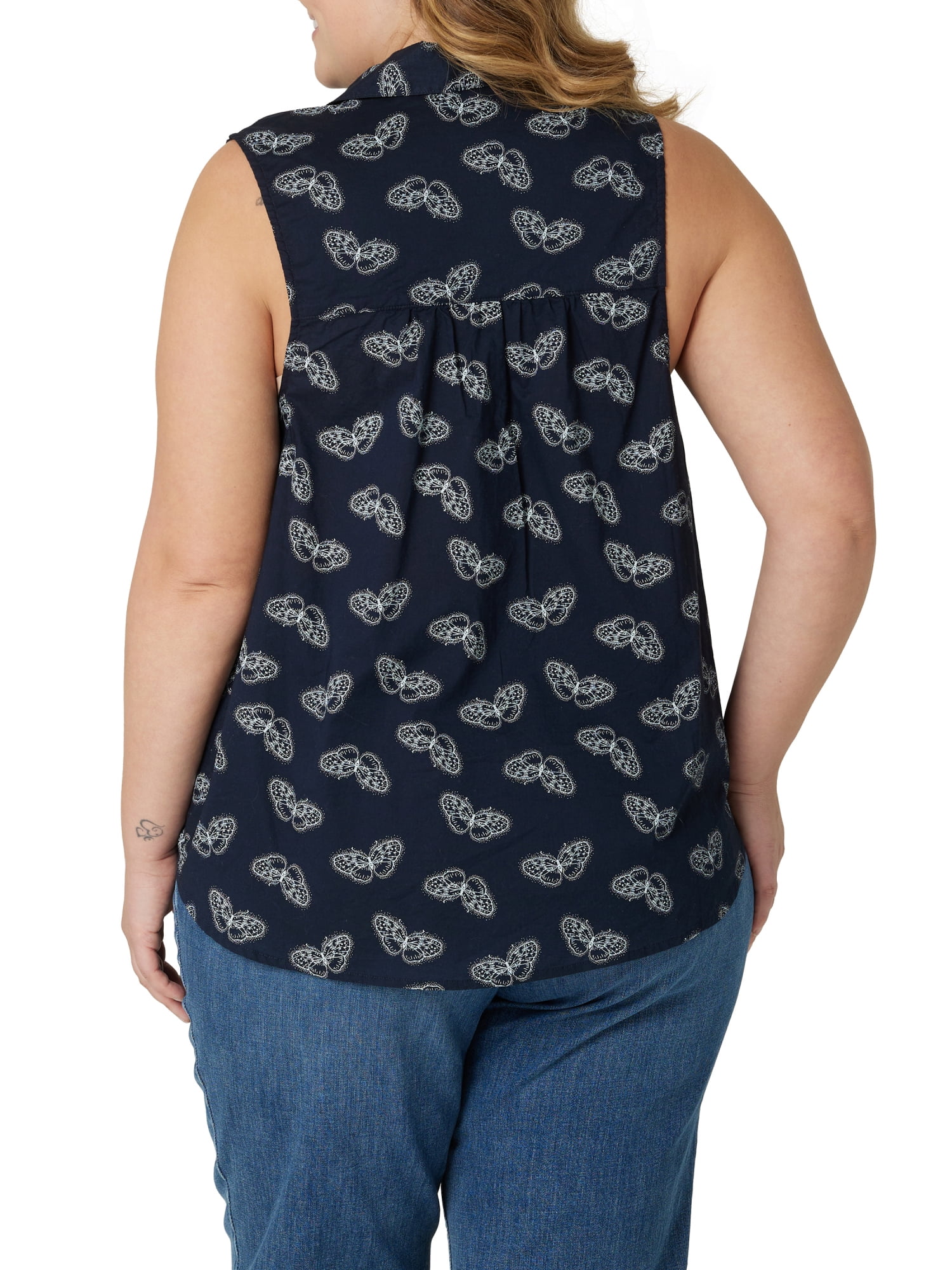 Lee Women's Plus Size Ruffle Collar Top