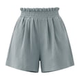 thumbnail image 7 of Zulora Women's Solid Color Shorts With Ruffled Waist And Pockets High Waisted Casual Elastic Waist Summer Beach Daily Shorts​, 7 of 7