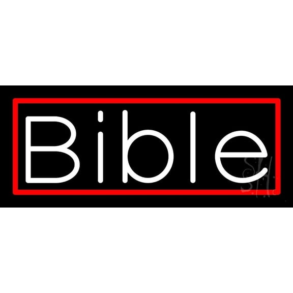 White Bible With Border LED Neon Sign 10" Tall x 24" Wide - inches Black Square Cut Acrylic Backing, with Dimmer - Premium built indoor Sign for Home décor, Event, Religious place, Store interior.