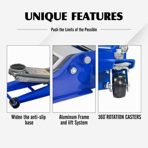 LuckyNote 3 Ton Heavy Duty Floor Jack, Dual Piston Quick Lift Hydraulic Jack with 6600 LBS Capacity for Cars Trucks SUVs, Blue-Silver
