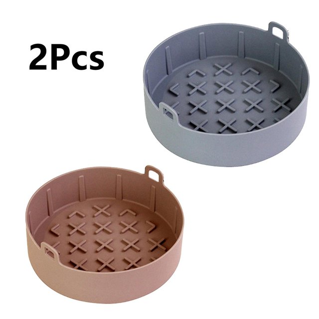 2 cestas para freidora de aire de silicona de 8 pulgadas, cestas para freidora de aire de silicona, accesorios antiadherentes para freidora de aire, reemplazo de papel pergamino reutilizable, se