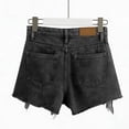 thumbnail image 6 of Maqroz Womens High Waisted Frayed Hem Denim Shorts Plus Size Summer Casual Outfits for Daily Wear Street Style Vacation with Pockets, 6 of 8