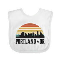 Inktastic Portland Oregon Skyline Retro Sunset Boys or Girls Baby Bib