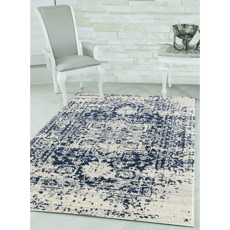 United Weavers Caledonia Lileth Distressed Midnight Blue Woven Olefin Frieze Area Rug or