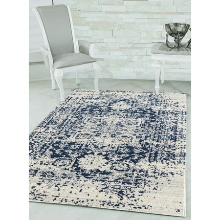 Woven Rug Runner United Weavers Caledonia Lileth Distressed Midnight Blue Woven Olefin Frieze Area Rug or Runner ()