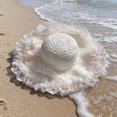 thumbnail image 3 of Hsqqdc Women Summer Lace Straw Sun Hat Wide Brim Floppy Beach UV Protection Bow Cap, 3 of 6