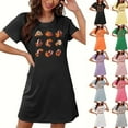 thumbnail image 3 of WREESH Womens Nightgown Graphic Printed Sleepshirts Short Sleeve Nightshirts Casual Soft Tshirt Dress Sleepwear Nightdress Pink, 3 of 3