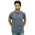 thumbnail image 1 of Atasi Chemise à Manches Courtes pour Homme en Coton Gris à Col Mandarin Vêtements Ethniques-X-Grand, 1 of 7