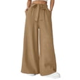 thumbnail image 2 of LEKWK Wide Leg Pants Woman High Waisted Drawstring Casual Pants with Pockets Loose Fit Comfy Palazzo Pants Spring Summer Fashion Outfits, 2 of 5