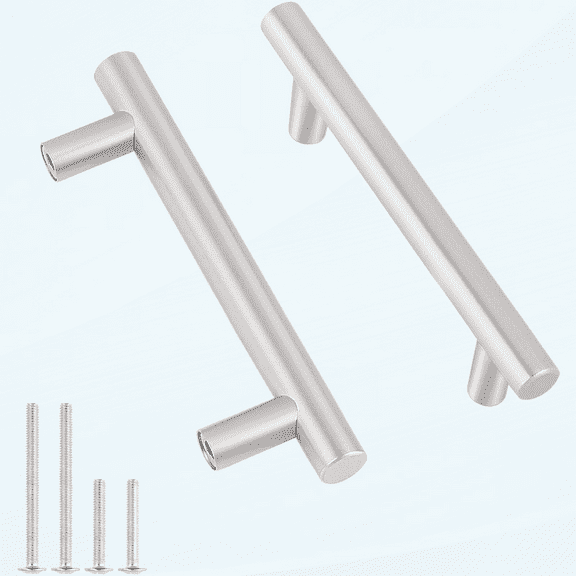 15 Pack Cabinet Pulls Brushed Nickel 3-1/2" Hole Centers Stainless Steel Kitchen Cupboard Handles Bathroom Drawer Pulls,Euro T Bar Style