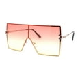thumbnail image 3 of Oversize Shield Square Rimless Rectangle Flat Top Sunglasses Gold Orange Yellow, 3 of 4