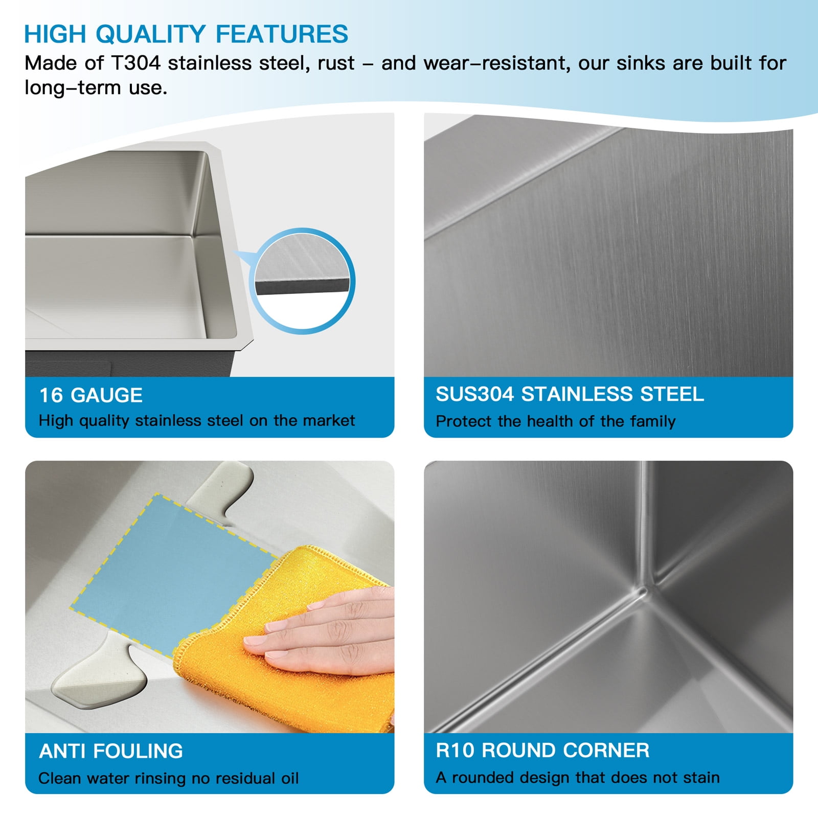 33 in. x 19 in. Undermount 16 Gauge Stainless Steel Single Bowl Kitchen Sink with Strainer Drain